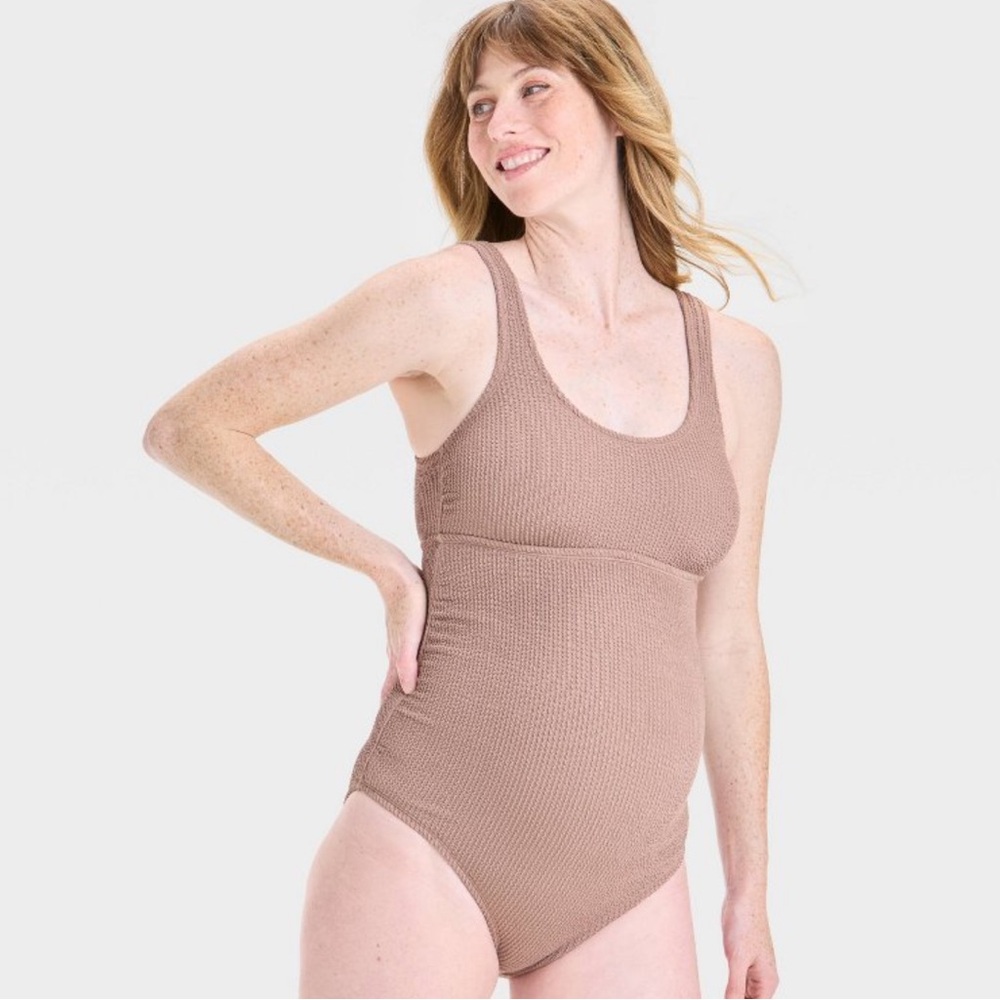 LIKE NEW Isabel Maternity by Ingrid & Isabel Tan One Piece Swimsuit
